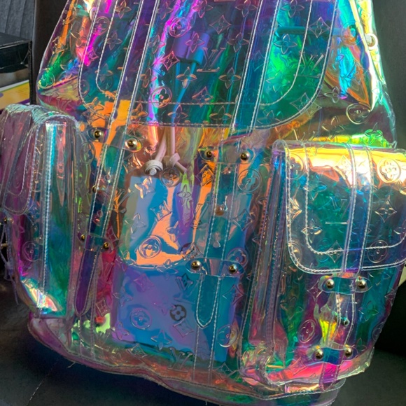 Authentic 2019 LOUIS VUITTON PVC Monogram Christopher GM Iridescent Prism - Picture 2 of 3